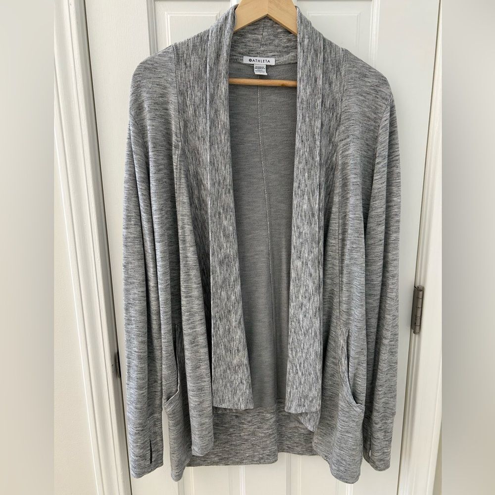 Athleta Pranayama Restore‎ Wrap Cardigan in Light Gray Heather Size S